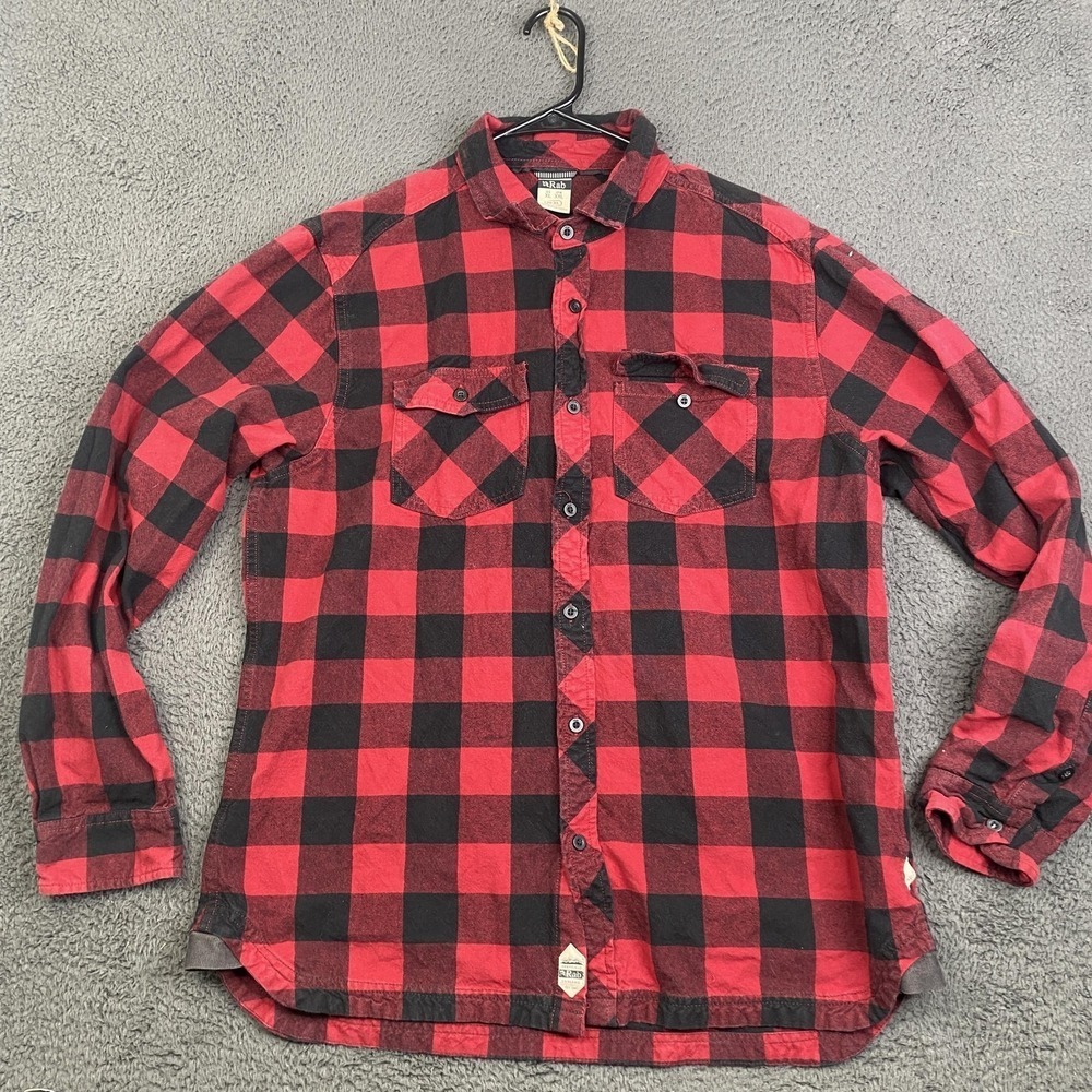 Rab Shirt Mens XL Red Black Boundary Flannel Plaid Long Sleeve Midweight Brushed